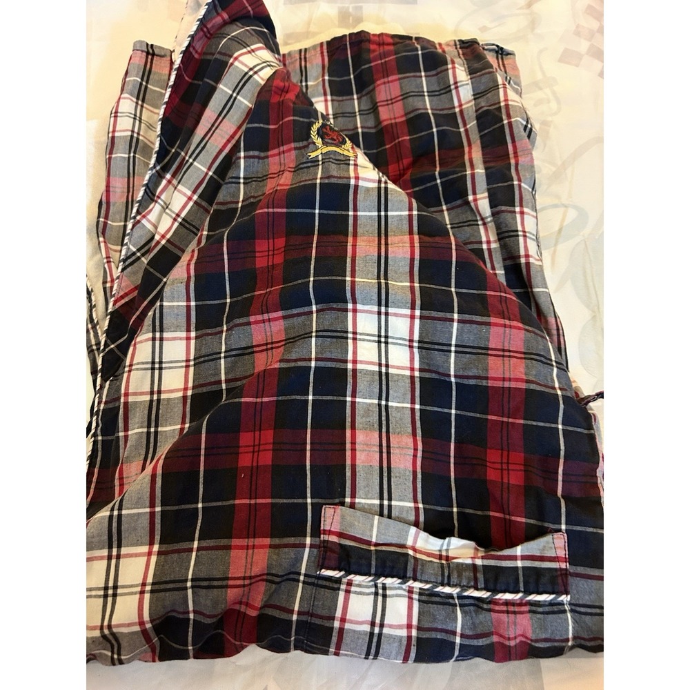 Tommy Hilfiger Women's Plaid Robe Size Small Red Blue Cotton Sleepwear